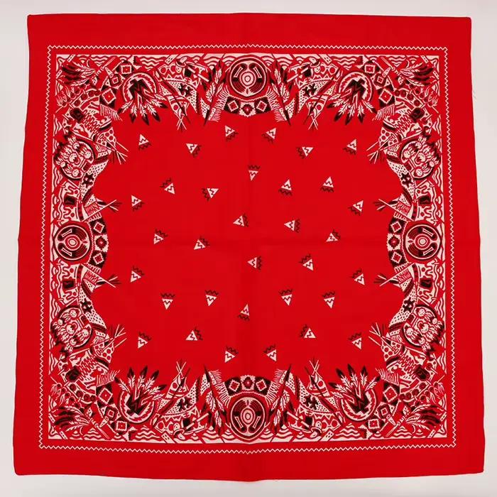 Nový nadrozmerný 70CM červený štvorcový šál v retro štýle s potlačou bavlnený bandana klobúky šatka
