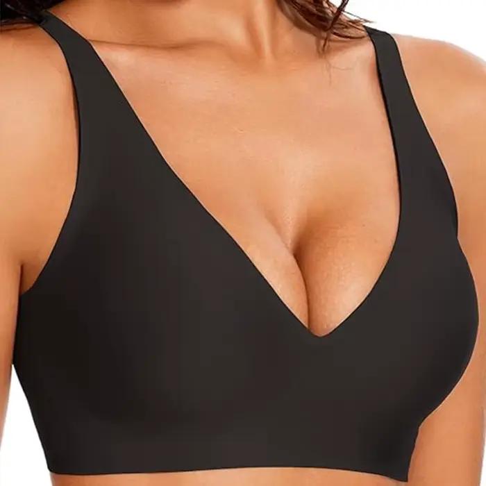 Soutien-gorge confortable pleine tasse sans fil sans couture coeur rose avec bonnets fins moulés pour la respirabilité