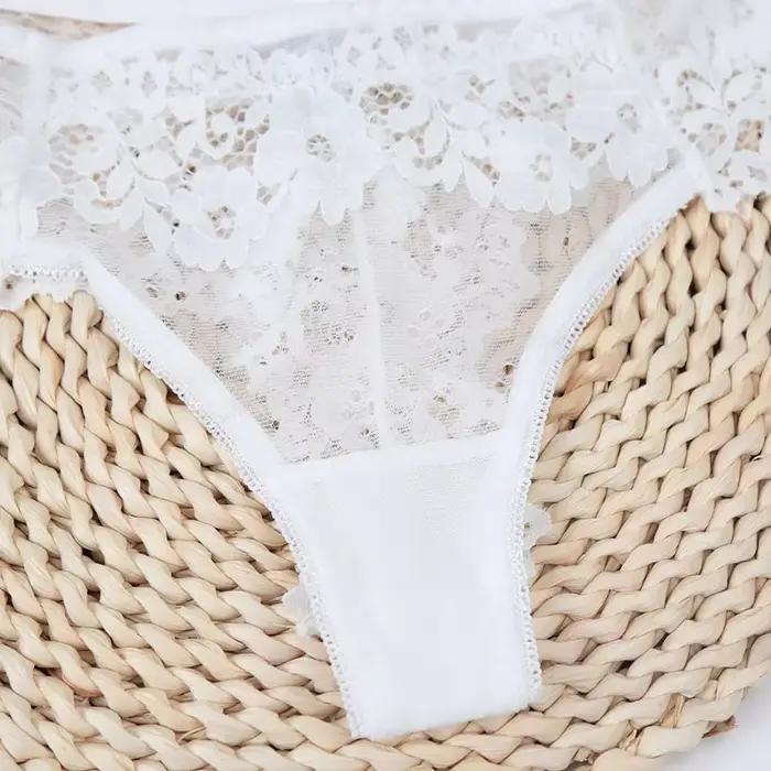 Slip noir Sexy en dentelle pour femmes, culotte ajourée en dentelle florale, taille basse, sous-vêtements respirants, Lingerie féminine