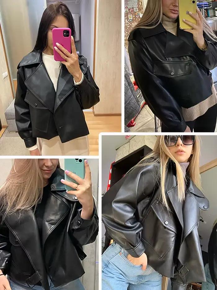 FTLZZ motocyklová bunda z imitácie kože pre ženy