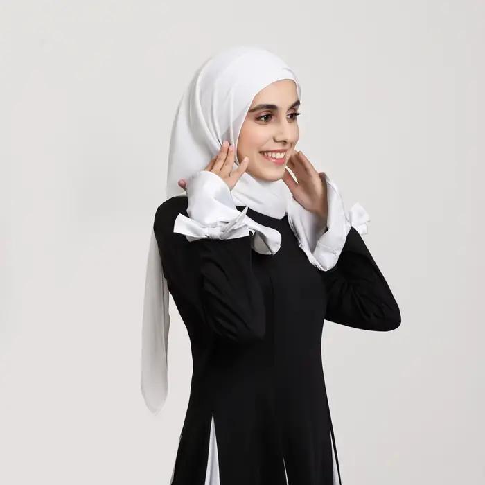 2025 Ramadán pevný šál s magnetom pre moslimské ženy z hodvábneho mušelínu Hidžáb šatka na hlavu