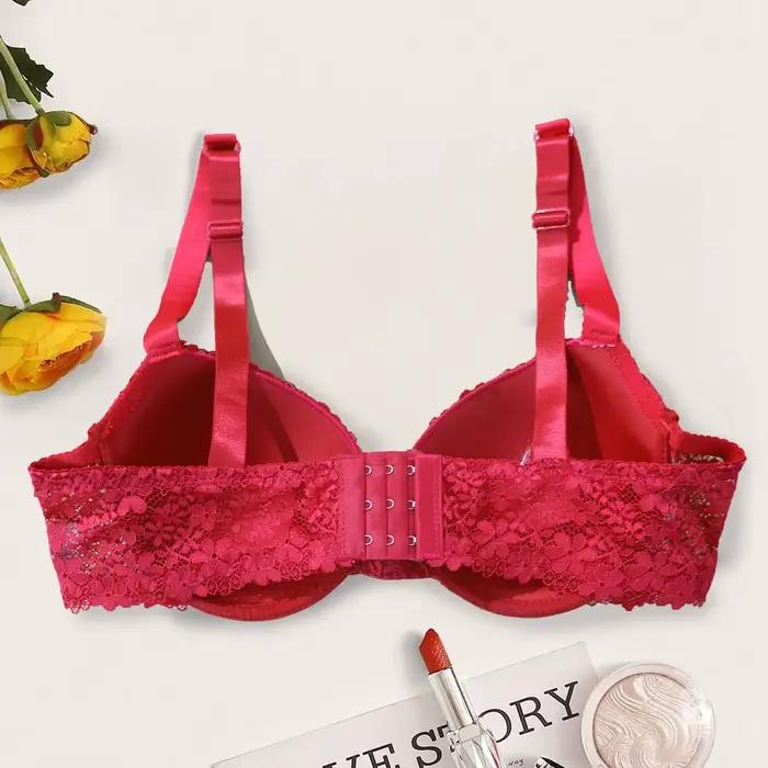 Beauwear Shine lettre bretelles soutien-gorge push up confortable respirant dentelle florale soutien-gorge de tous les jours