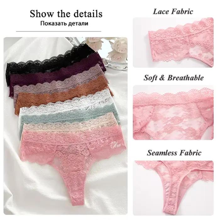 3-dielne čipkované sexy tangá pre ženy s nízkym pásom