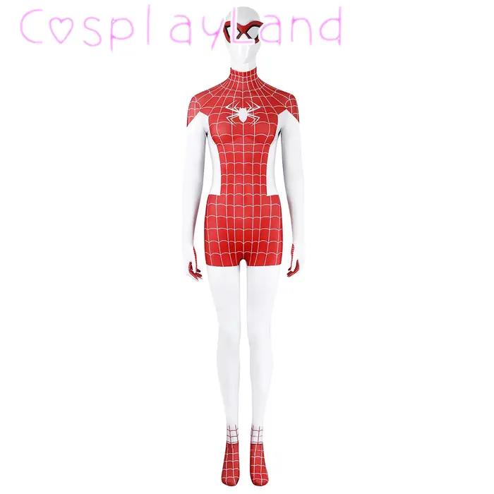 Mary Jane Watson combinaison MJ Cosplay Costume noël Halloween Costumes bande dessinée Con Costume imprimer rouge Zentai body masque