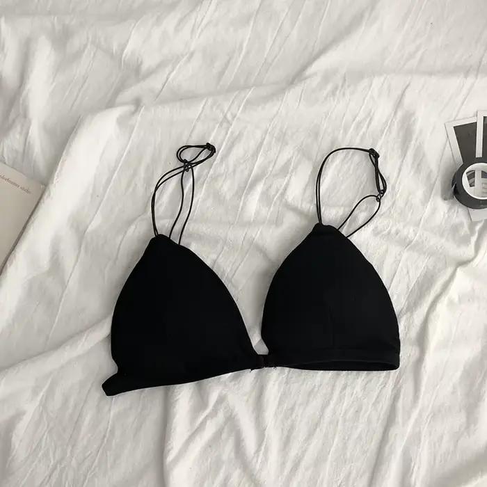 Soutien-gorge de Style français pour femmes, Sexy, ceinture fine, Bralettle, bonnet Triangle, sous-vêtements, Deep V, sans fil, doux, fin, sans couture, Lingeri