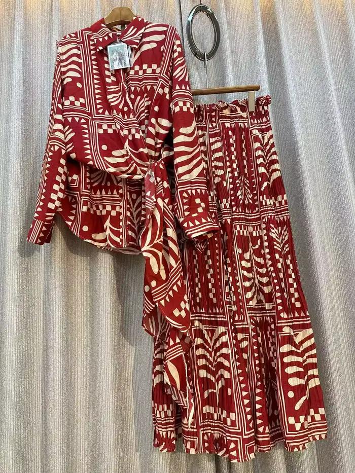 Ensemble pyjama à la mode pour femmes, rétro européen et américain, chemise ample à imprimé irrégulier, deux pièces, taille haute, jambes larges, costume de maison