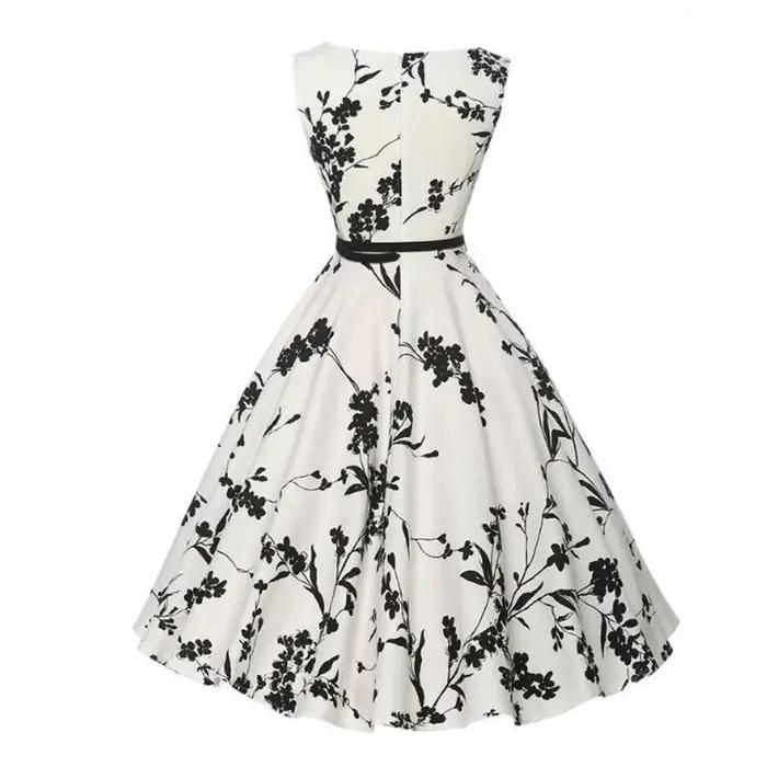 Letné šaty Retro kvetinové šaty Swing ležérne Vintage šaty Rockabilly