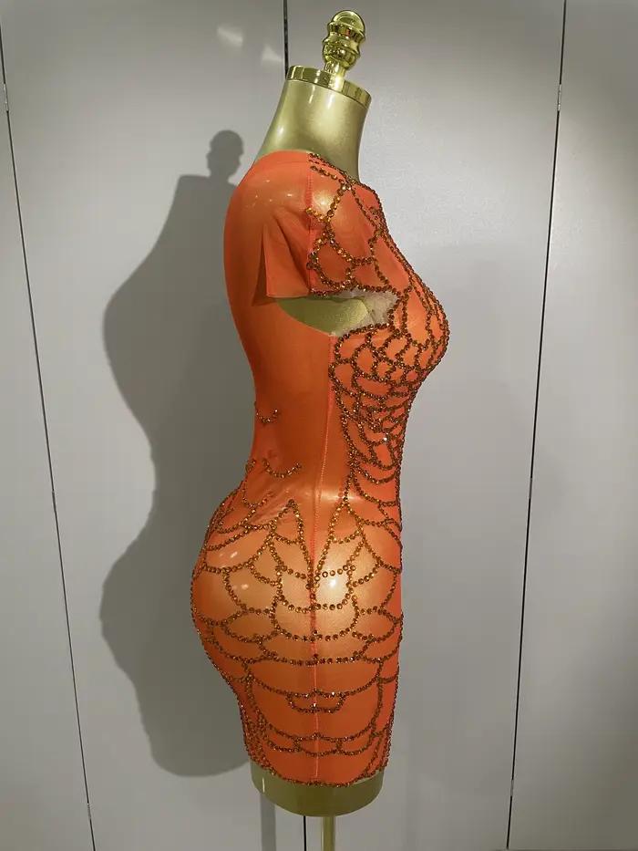 Ženská trblietavá šaty s kamienkami Sexy jednoramenné Kultúrne