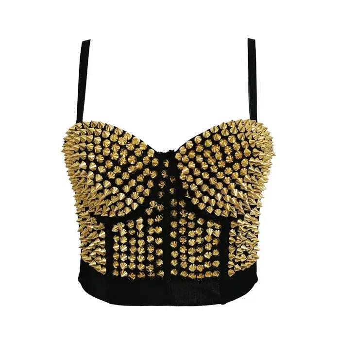 Soutien-gorge Steampunk à Rivets pour Femme, Bustier Court, Précieux Y-Summer, Sexy, ixd'Halloween, Scène, Gothique, Push Up, Club