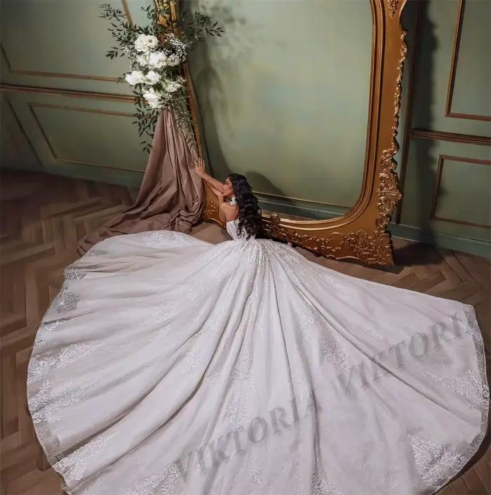 VIKTORIA exquise Corset robes de mariée pour femme mariée bretelles dentelle Appliques robes de bal robes Novias Boda sur mesure