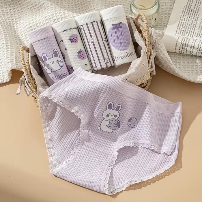 5Pcs / Set culottes Sous-vêtements Femmes Dames Coton Sous-vêtements Filles Briefs Femme dentelle Lingerie Femmes Sous-vêtements Sous-vêtements Respirable