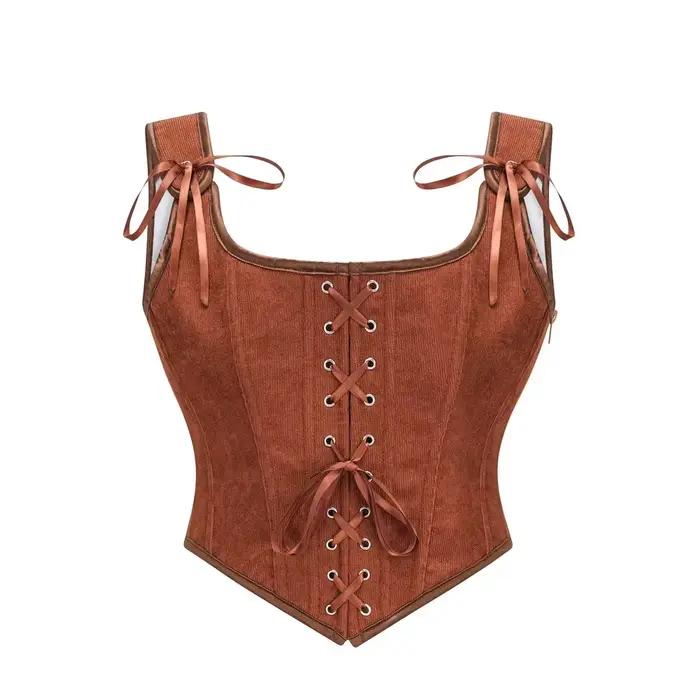 Corset Renaissance Médiévale pour Femme, Bustier Vintage, Crop, Lacets, Bretelles Corselet, Débardeurs, Camisole