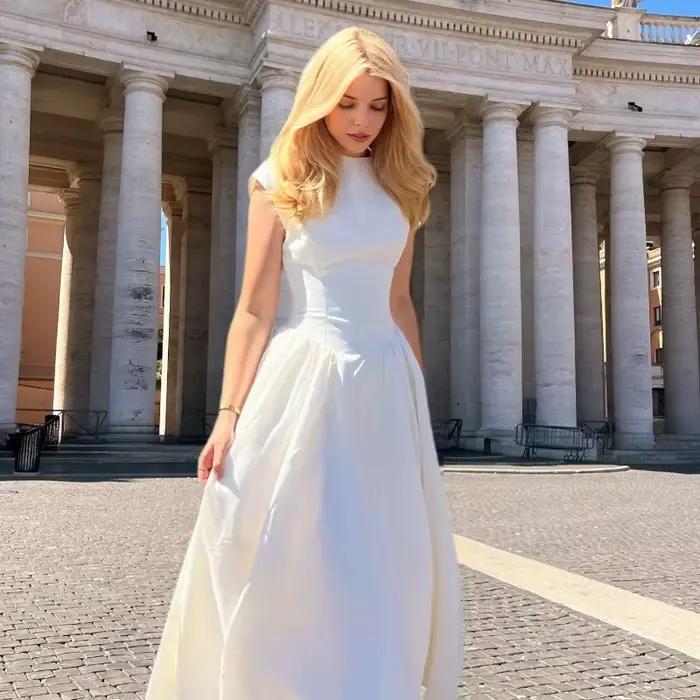 Suninheart dámske šaty s kruhovým výstrihom na chrbte