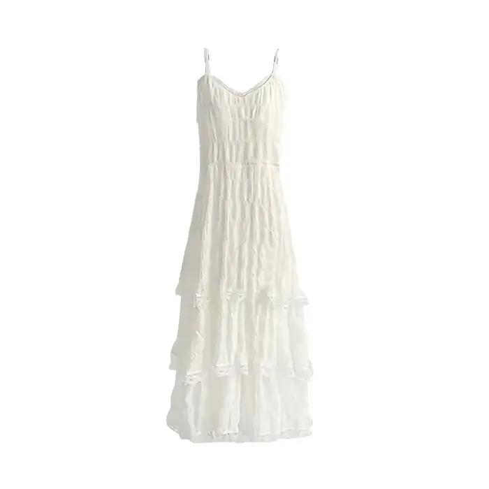 Letné Befree dlhé Vintage ležérne volány elegantné Maxi ramienka Camis hodvábna pláž čipka