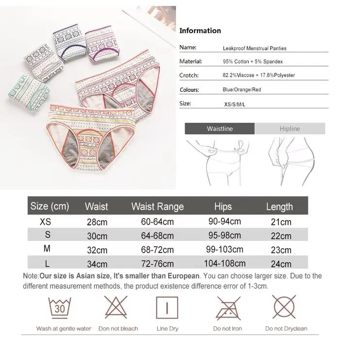 Culottes menstruelles étanches pour femmes, sous-vêtements en coton, culottes menstruelles de dessin animé mignon, caleçons à la mode pour adolescents, lot de 3 pièces
