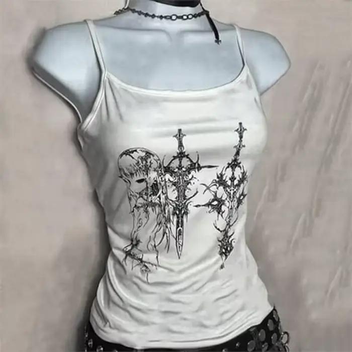 Y2k Štýl Estetický Mäkký Sexy Tielko pre Ženy Bez Rukávov Neformálne Karikatúra Potlač Tank Top Harajuku Všetko
