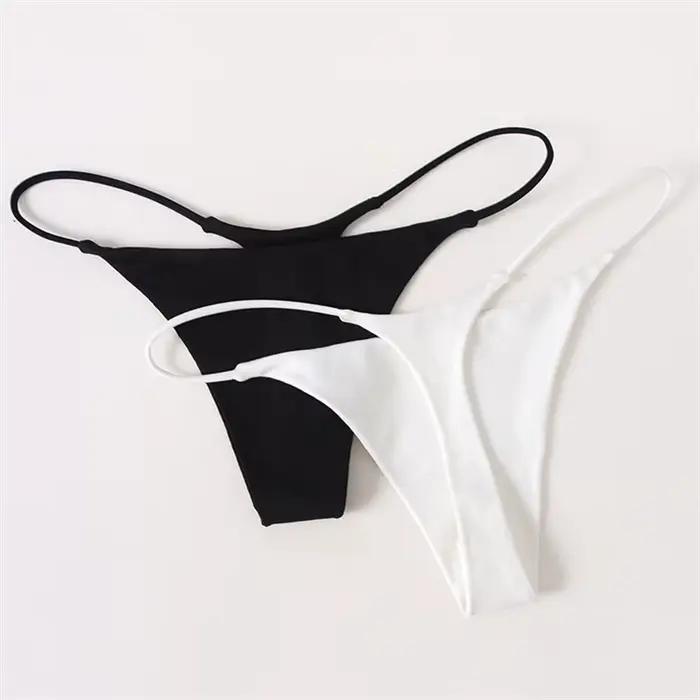 String sexy pour femmes, sous-vêtements, culotte en coton, avec ceinture fine, double épaisseur