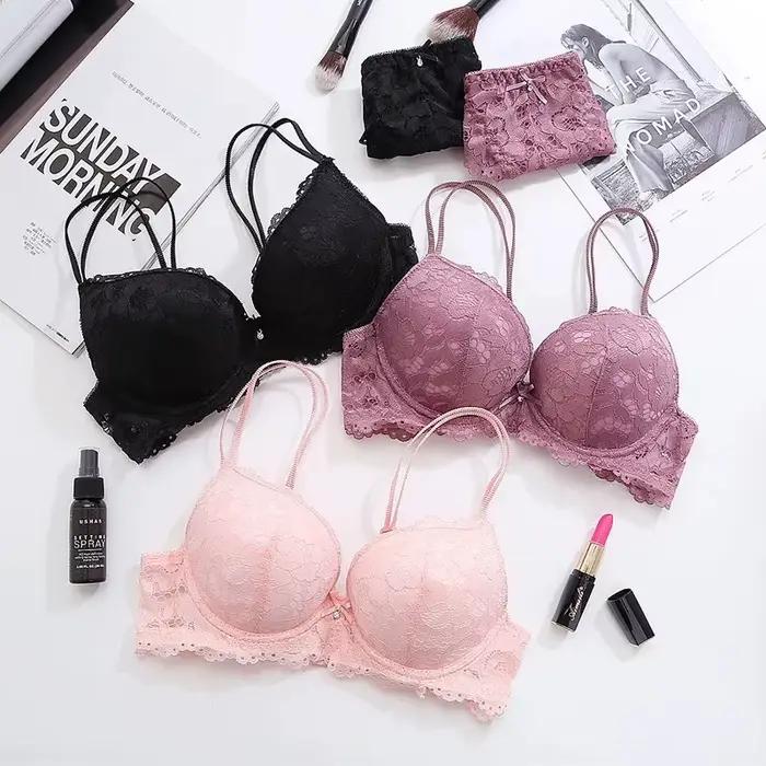Sexy podprsenkový set pre ženy Push Up Lenceria Mujer s kosticami Langerie dievča Bralette podprsenka a nohavičky Feminina čipka Underwe