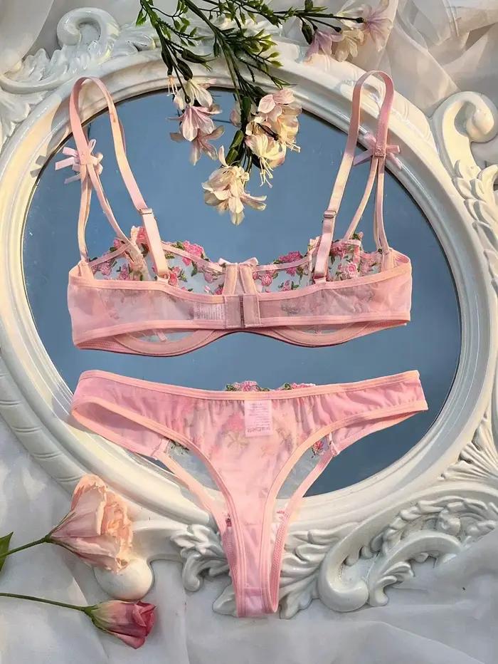 Nouvel ensemble de lingerie rose pour femmes
