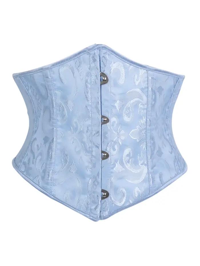 Corset sous-poitrine pour femme, style baroque, jacquard floral, satin, boucle avant, laçage arrière, cincher de taille gothique victorien