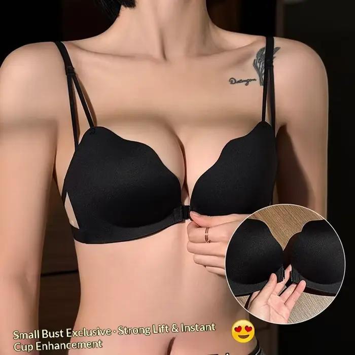 Soutien-gorge dos nu à fermeture avant pour femme : petite taille, push-up, liftant, sans couture, sans armatures, respirant et confortable