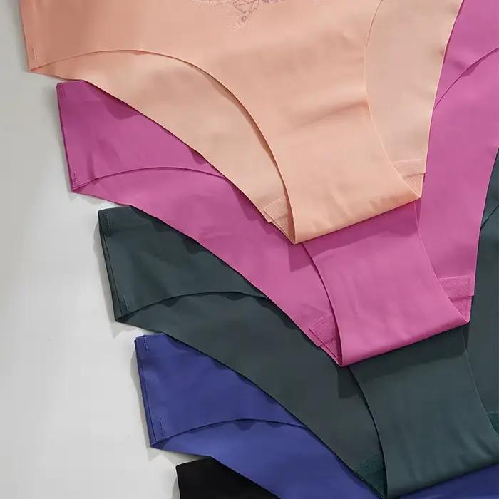 Sous-vêtements Ultra-fins sans couture, culotte Invisible pour femmes, slip Sexy en soie glacée, taille basse, respirant, extensible, doux, 5 pièces