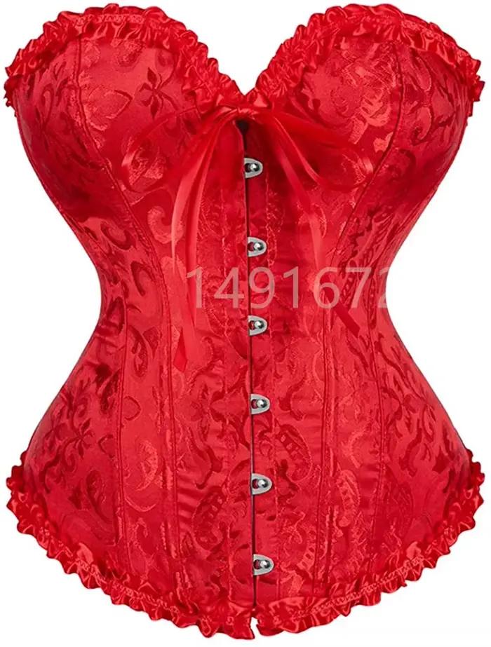 Sapubonva rouge Corset haut bustier femmes victorien Sexy blanc noir vert Vintage fleur surbuste grande taille Lingerie Corselet