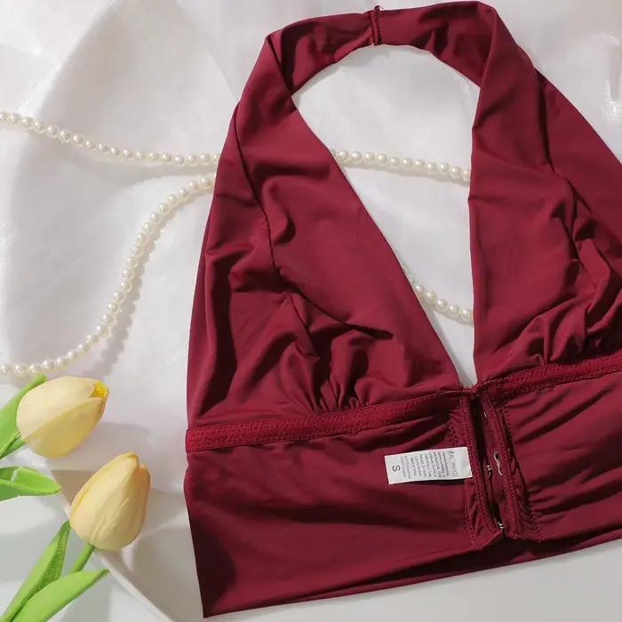 Soutien-gorge sexy rouge à boutons sur le devant sans anneau en acier, soutien-gorge double couche sans traces, sous-vêtements confortables pour femmes, Lingerie MR2824
