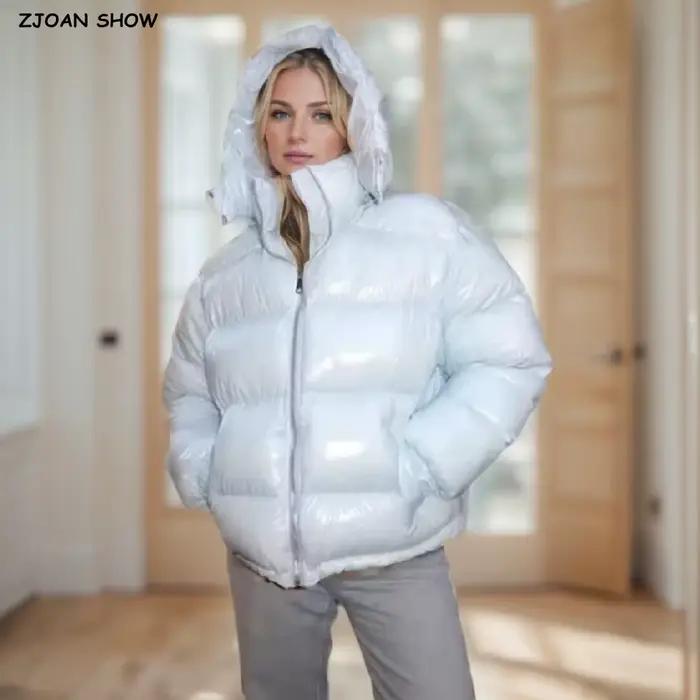 Parka décontractée en polyester pour femmes avec capuche amovible et fermeture éclair pour les saisons d'automne et d'hiver