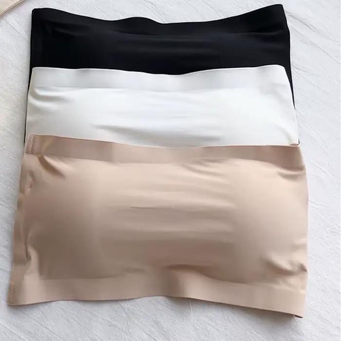 Haut tubulaire une pièce sans couture pour femmes, coussinets amovibles, intimes, basique, noir/blanc/peau, soutien-gorge sans bretelles, Bandeau, Lingerie Sexy