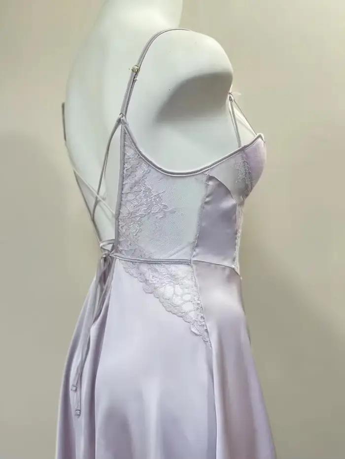 Chemise de nuit élégante en soie douce, vêtements de nuit Sexy pour femmes, Lingerie érotique, vêtements de nuit d'été en dentelle ajourée pour dames