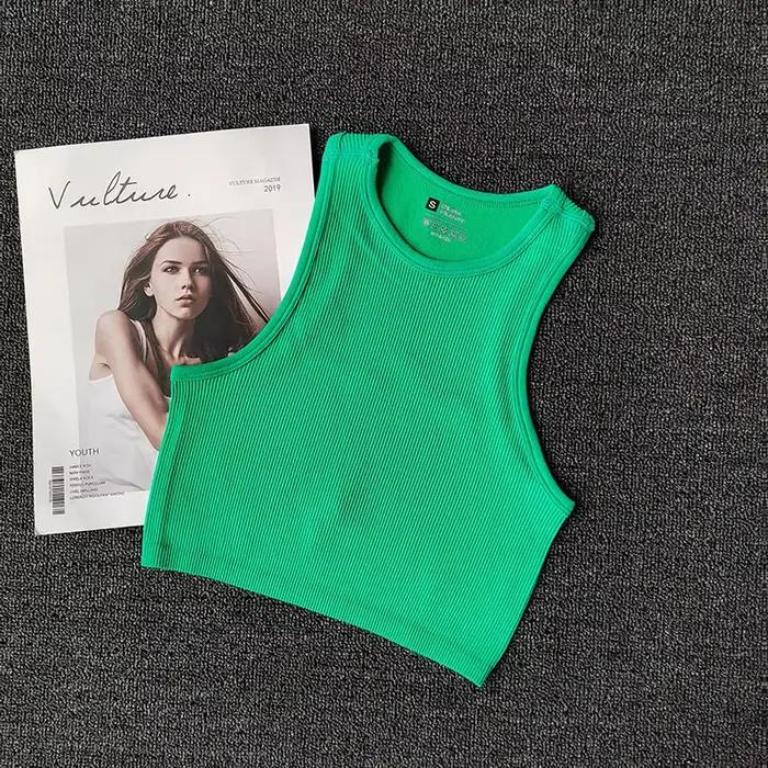 Soutien-gorge de sport dos nageur pour femme, séchage rapide, respirant, sans manches, haut court, idéal pour la course, la gym et le yoga
