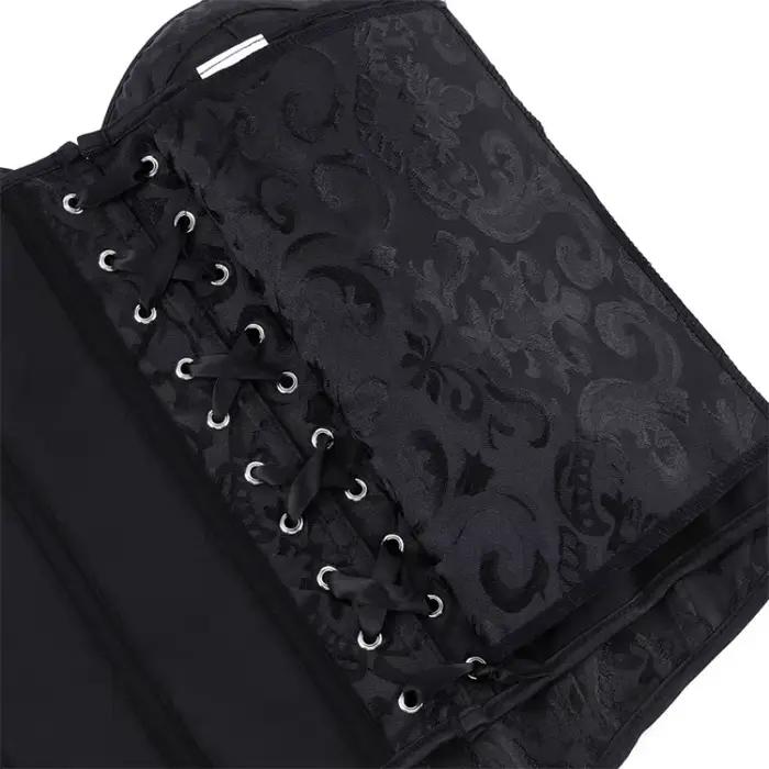 Corset Jacquard Vintage pour Femme, Style Gothique, Bustier Overbust à Lacets, Gaine Amincissante et Sculptante pour la Taille, avec Bonnets Intégrés