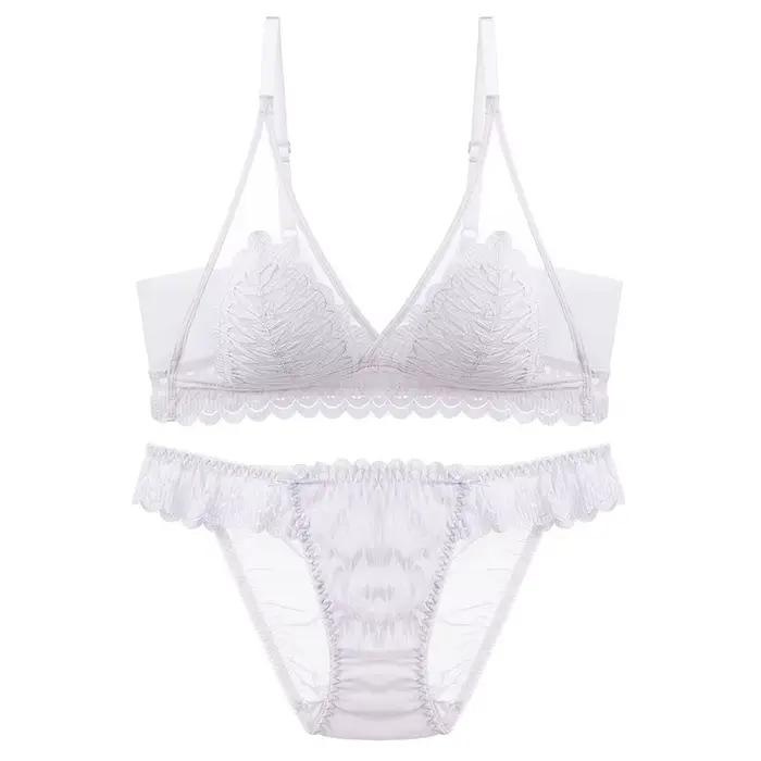 Meilleure vente : Ensemble de bralette triangle en dentelle française pour femme, sans armatures, léger, avec panneaux de soutien latéraux et effet lissant pour les zones sous les bras, pour usage quo