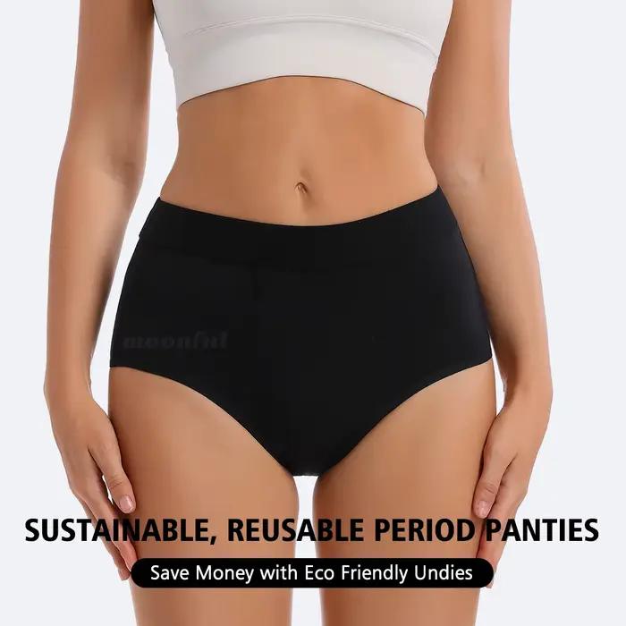 Culottes menstruelles femme flux abondant, Culotte Menstruelle en Bambou pour Femme, Taille Haute de culotte menstruation, Anti-Fuite, Lot de 3 Pièces culotte menstruelle absorbant