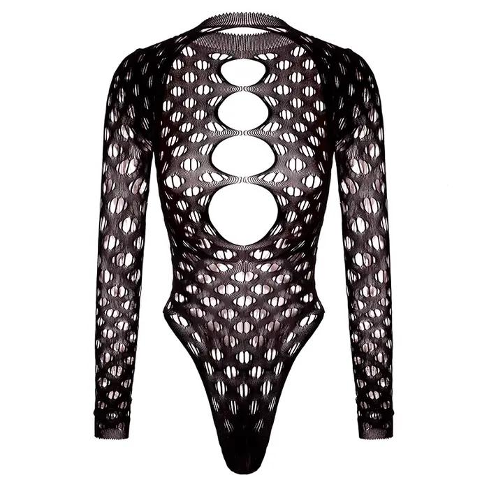 Body femme ajouré en résille, transparent, dos nu, manches longues, pour la plage et les festivals d'été
