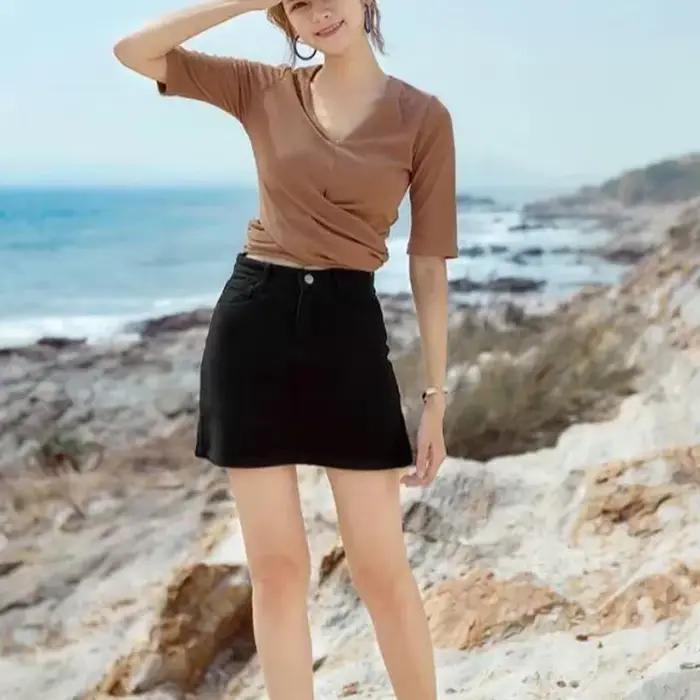 Lucyever - Mini sukňa áčkového strihu s vysokým pásom pre ženy