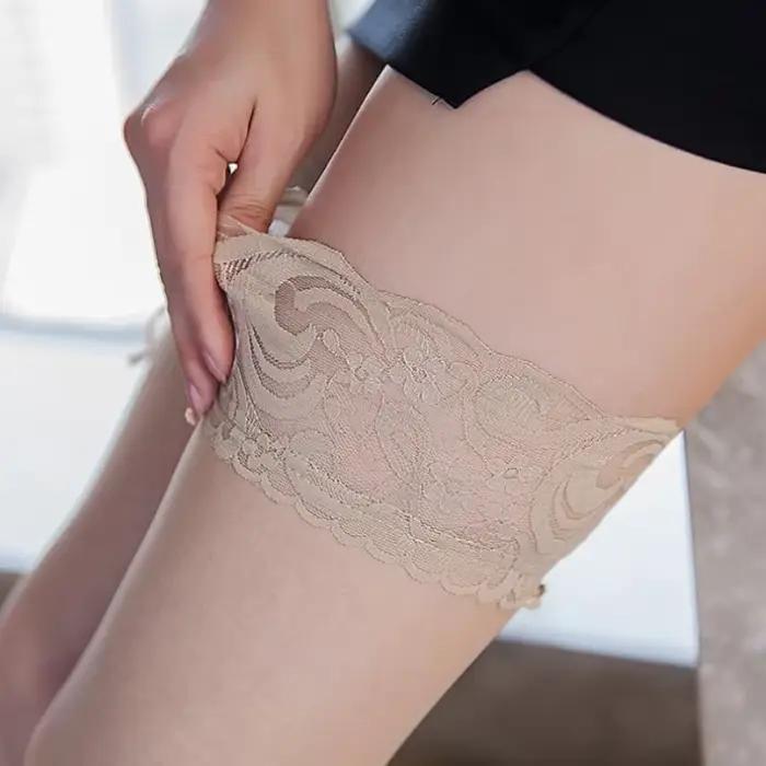 Bas en dentelle Sexy, chaussettes hautes transparentes, cuisses hautes, longues, bas avec bas antidérapant pour femmes, érotiques