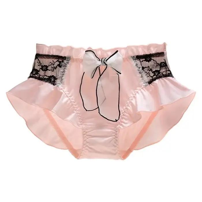 Culottes pour femmes en soie de lait, douces, mignonnes et adorables, style Lolita, avec dentelle, volants, nœuds en ruban, élastiques, respirantes, couleur bonbon