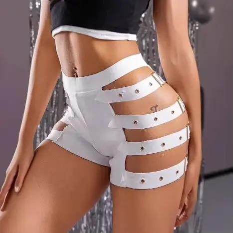 Nové Disko ženy Šortky s vysokým pásom Sexy vykrojené Šortky nohavice teplé