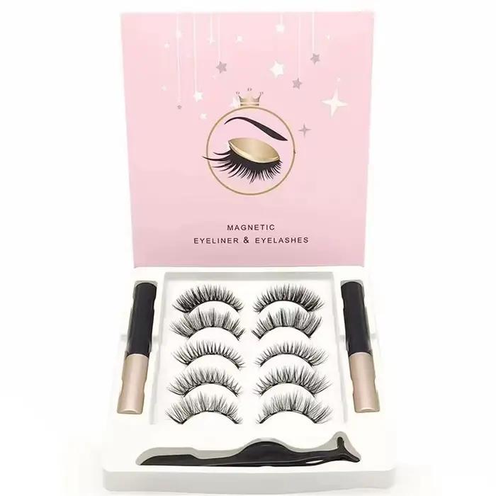 5 párov 5 magnetických rias Eyeliner pinzeta sada 3D prírodné umelé norkové riasy falošné