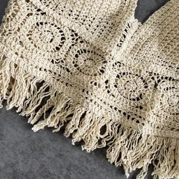 Sexy Boho plážové prázdniny Camisole lano ženy Háčkovaný pletený plavkový podprsenka holý chrbát vesta dutý strapček top