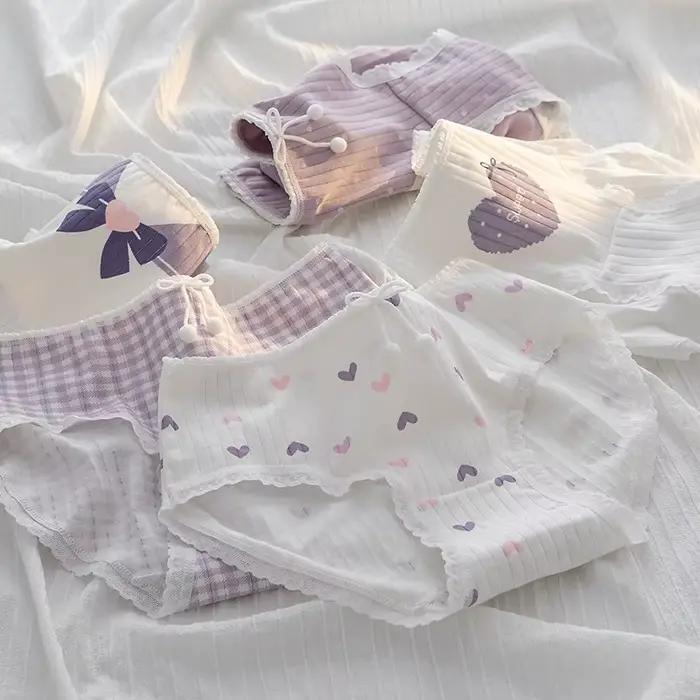 2025 coton culottes femme caleçon mode nœud respirant culotte taille moyenne belle fille Lingerie culotte Lenceria sous-vêtements