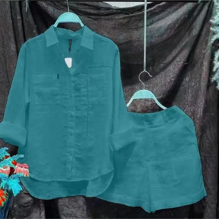 Letný dvojdielny set z bavlny a ľanu pre ženy