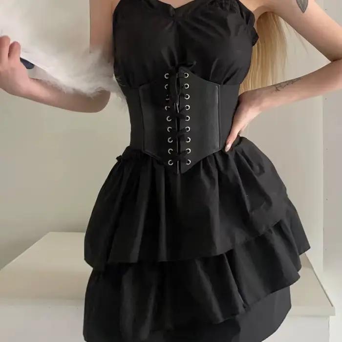 Corset gothique Sexy sous le buste pour femmes, haut façonnant la courbe, sangle de modelage, ceinture de taille amincissante, chaîne en dentelle, Bustiers
