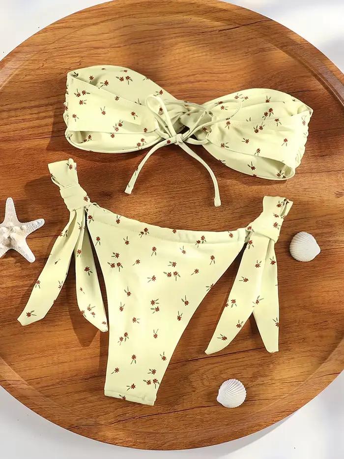 Bandeau Bikini 2025 Triangle maillots de bain pour femmes pansement maillot de bain licou maillot de bain Sexy Biquini brésilien imprimé vêtements de plage