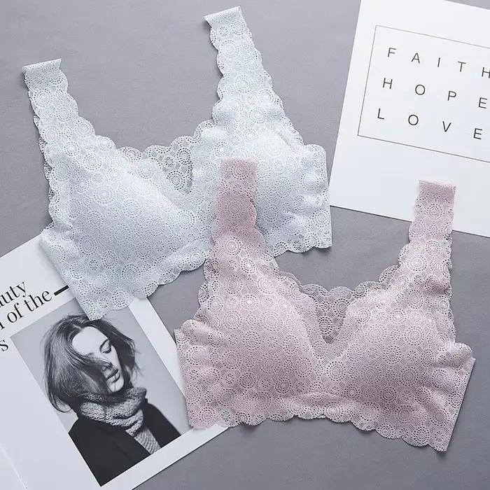 Soutien-gorge Sexy avec coussinets pour femmes, soutien-gorge de sommeil sans couture, grande taille, sous-vêtements de sport, Lingerie en dentelle, brassière respirante pour dames