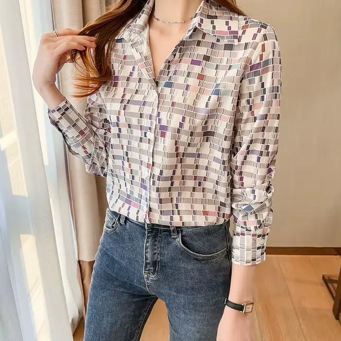 Dámske elegantné košele s dlhým rukávom na gombíky