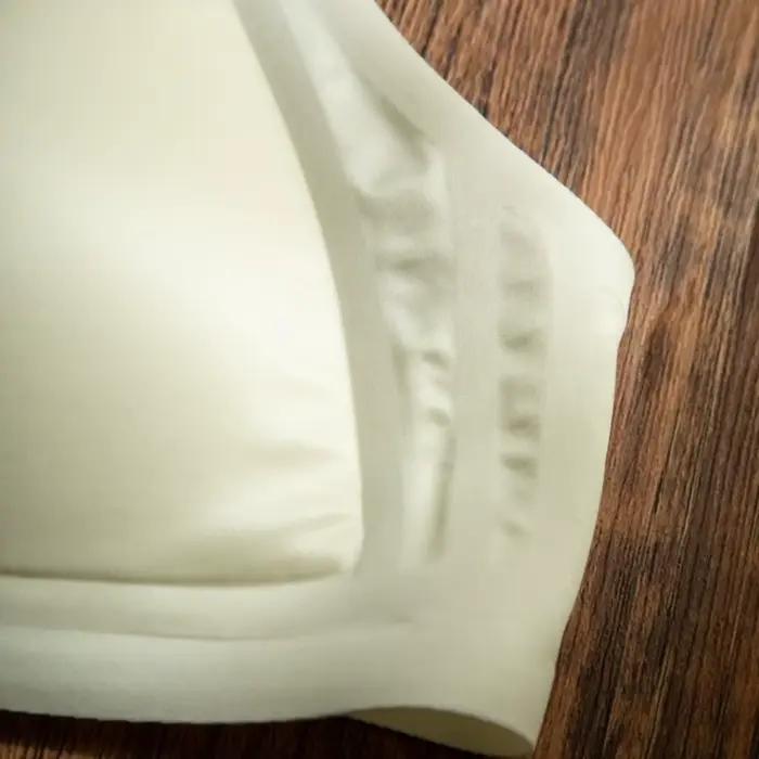 Soutien-gorge en satin laiteux à col en V profond, maintien doux, bretelles ajustables, sans coutures, effet amincissant, sans armatures, fines bretelles, usage quotidien