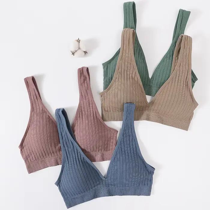 Soutien-gorge de sport sans couture pour femmes, décolleté en V profond, sans armatures, sous-vêtements pour femmes, dos nu, Lingerie Sexy, intimes doux